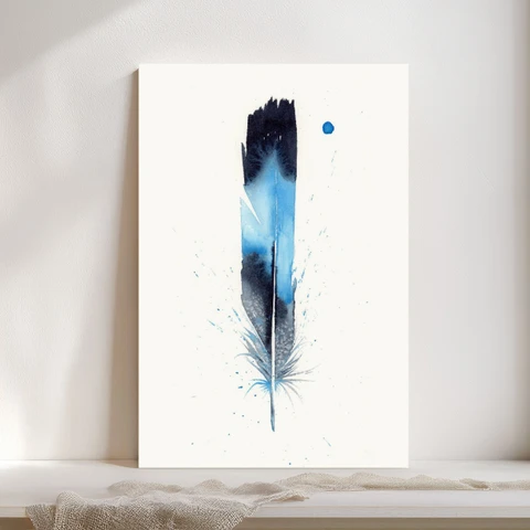 Image of a feather watercolor painting by Shayna Larsen, originals & prints available