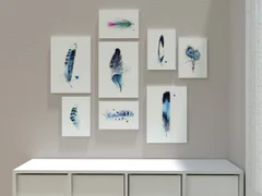 Image of a feather watercolor painting by Shayna Larsen, originals & prints available