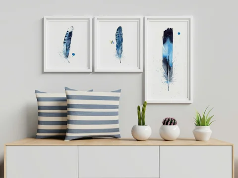 Image of a feather watercolor painting by Shayna Larsen, originals & prints available