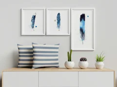 Image of a feather watercolor painting by Shayna Larsen, originals & prints available