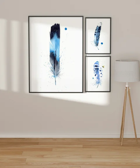 Image of a feather watercolor painting by Shayna Larsen, originals & prints available