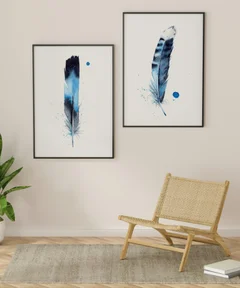 Image of a feather watercolor painting by Shayna Larsen, originals & prints available