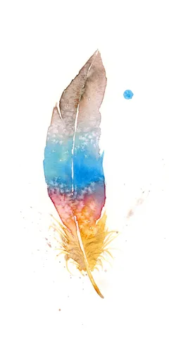 Image of a feather watercolor painting by Shayna Larsen, originals & prints available