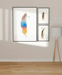 Image of a feather watercolor painting by Shayna Larsen, originals & prints available