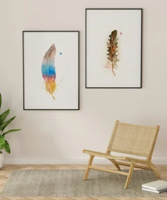 Image of a feather watercolor painting by Shayna Larsen, originals & prints available