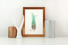 Image of a feather watercolor painting by Shayna Larsen, originals & prints available