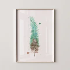 Image of a feather watercolor painting by Shayna Larsen, originals & prints available
