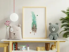 Image of a feather watercolor painting by Shayna Larsen, originals & prints available