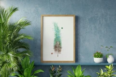 Image of a feather watercolor painting by Shayna Larsen, originals & prints available