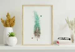 Image of a feather watercolor painting by Shayna Larsen, originals & prints available