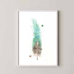 Image of a feather watercolor painting by Shayna Larsen, originals & prints available