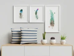 Image of a feather watercolor painting by Shayna Larsen, originals & prints available