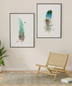 Image of a feather watercolor painting by Shayna Larsen, originals & prints available