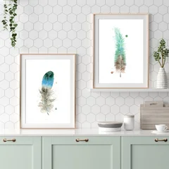 Image of a feather watercolor painting by Shayna Larsen, originals & prints available