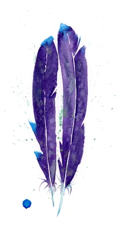 Image of a feather watercolor painting by Shayna Larsen, originals & prints available