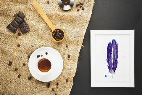 Image of a feather watercolor painting by Shayna Larsen, originals & prints available