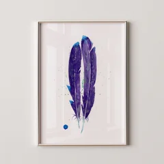 Image of a feather watercolor painting by Shayna Larsen, originals & prints available