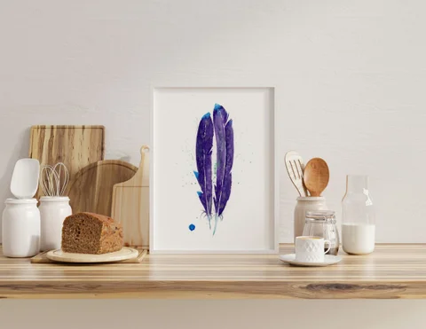Image of a feather watercolor painting by Shayna Larsen, originals & prints available