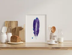 Image of a feather watercolor painting by Shayna Larsen, originals & prints available