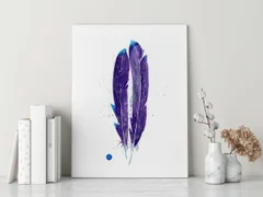 Image of a feather watercolor painting by Shayna Larsen, originals & prints available