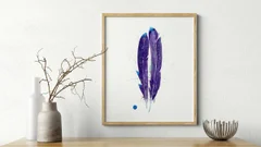 Image of a feather watercolor painting by Shayna Larsen, originals & prints available