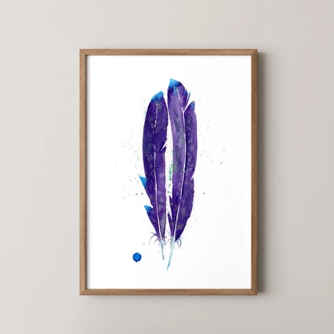 Image of a feather watercolor painting by Shayna Larsen, originals & prints available