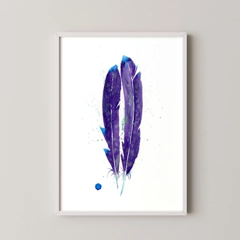 Image of a feather watercolor painting by Shayna Larsen, originals & prints available
