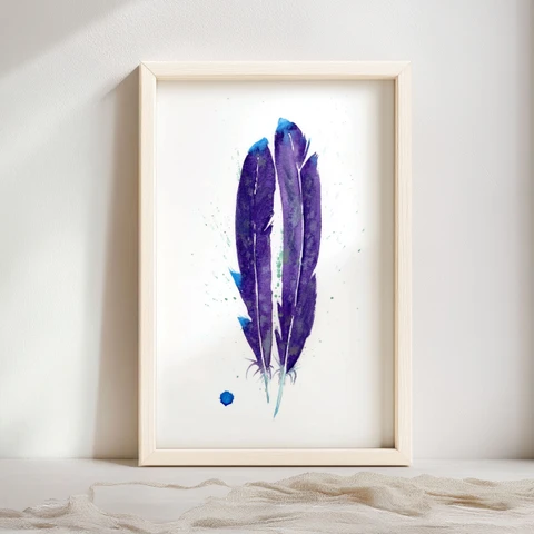 Image of a feather watercolor painting by Shayna Larsen, originals & prints available