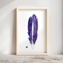 Image of a feather watercolor painting by Shayna Larsen, originals & prints available