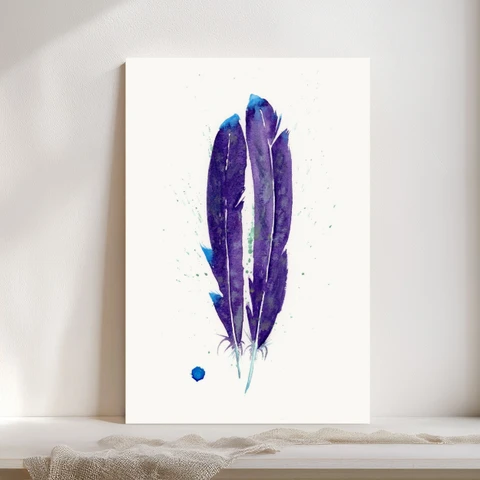 Image of a feather watercolor painting by Shayna Larsen, originals & prints available