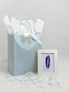 Image of a feather watercolor painting by Shayna Larsen, originals & prints available