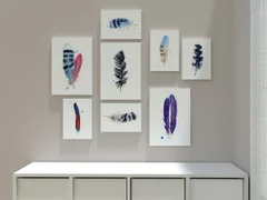 Image of a feather watercolor painting by Shayna Larsen, originals & prints available