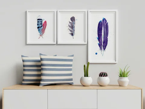 Image of a feather watercolor painting by Shayna Larsen, originals & prints available