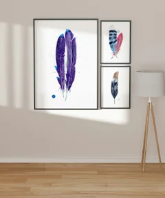 Image of a feather watercolor painting by Shayna Larsen, originals & prints available