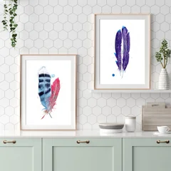 Image of a feather watercolor painting by Shayna Larsen, originals & prints available