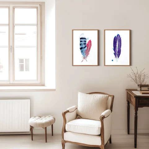 Image of a feather watercolor painting by Shayna Larsen, originals & prints available