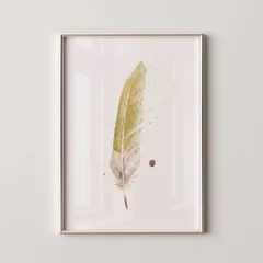 Image of a feather watercolor painting by Shayna Larsen, originals & prints available