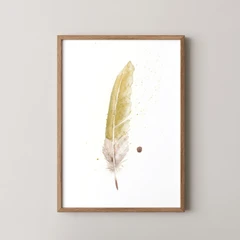 Image of a feather watercolor painting by Shayna Larsen, originals & prints available