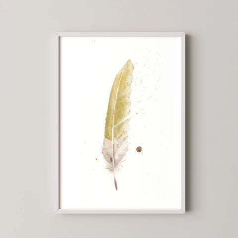 Image of a feather watercolor painting by Shayna Larsen, originals & prints available