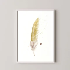 Image of a feather watercolor painting by Shayna Larsen, originals & prints available