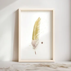 Image of a feather watercolor painting by Shayna Larsen, originals & prints available