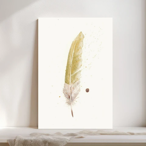 Image of a feather watercolor painting by Shayna Larsen, originals & prints available