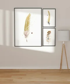 Image of a feather watercolor painting by Shayna Larsen, originals & prints available