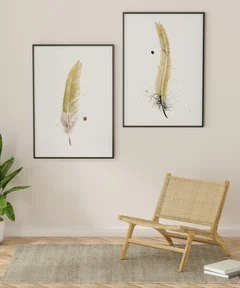 Image of a feather watercolor painting by Shayna Larsen, originals & prints available