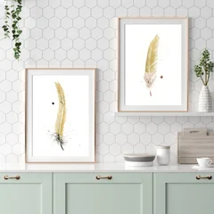 Image of a feather watercolor painting by Shayna Larsen, originals & prints available