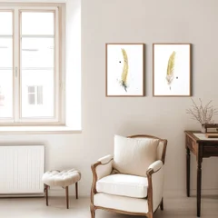 Image of a feather watercolor painting by Shayna Larsen, originals & prints available