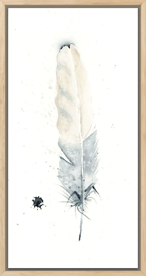 Image of a feather watercolor painting by Shayna Larsen, originals & prints available