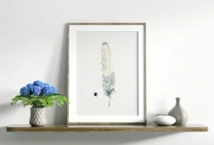 Image of a feather watercolor painting by Shayna Larsen, originals & prints available