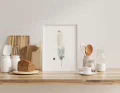 Image of a feather watercolor painting by Shayna Larsen, originals & prints available