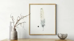 Image of a feather watercolor painting by Shayna Larsen, originals & prints available